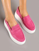cambell Pantofi Fucsia tip mocasin cu platformă din piele naturală Nilovira