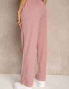 cantarana Pantaloni Roz cu Croială Dreaptă cu Elastic în Talie Miritia