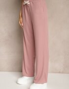 cantarana Pantaloni Roz cu Croială Dreaptă cu Elastic în Talie Miritia
