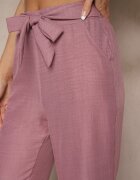 cantarana Pantaloni Roz închis cu picior larg și elastic în talie Decorați cu legătură Mireniela