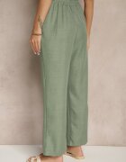cantarana Pantaloni Verde închis cu croială largă și elastic în talie decorați cu șnur Mireniela