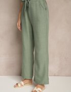 cantarana Pantaloni Verde închis cu croială largă și elastic în talie decorați cu șnur Mireniela