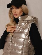 cantarana Vestă Aurie Matlasată cu Glugă Detașabilă Zinnailia
