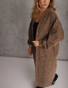  Cardigan Maro Deschis Lung Decorat cu Mâneci Largi Tifilina