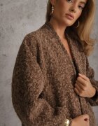  Cardigan Maro Deschis Lung Decorat cu Mâneci Largi Tifilina