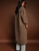  Cardigan Maro Deschis Lung Decorat cu Mâneci Largi Tifilina