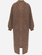  Cardigan Maro Deschis Lung Decorat cu Mâneci Largi Tifilina