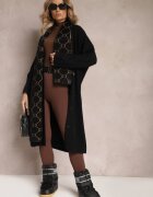  Cardigan Negru Lung Încheiat Rousalere
