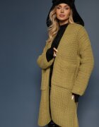  Cardigan Verde Fără închidere Decorat cu împletitură lejeră și cu buzunare laterale Calineth