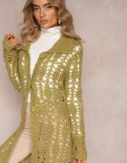  Cardigan Verde Larg Ajurat cu nasturi Sieneos