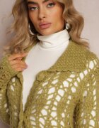  Cardigan Verde Larg Ajurat cu nasturi Sieneos