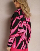 cflo Cămașă Fuchsia-Neagră cu Model Abstract în Stil Acuarelă Naanin