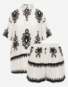 cflo Compleu Bej-Negru cu Model Rustic cu Pantaloni scurți și Cămașă Tosnea