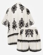 cflo Compleu Bej-Negru cu Model Rustic cu Pantaloni scurți și Cămașă Tosnea