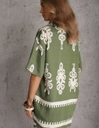 cflo Compleu verde închis cu model rustic cu pantaloni scurți și cămașă Tosnea