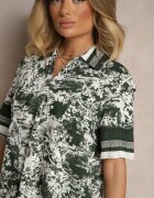 cflo Compleu Verde închis din Viscoză Cămașă și Pantaloni cu Motiv Floral Ridiene