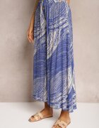 cflo Pantaloni 7/8 Larghi Albastri High Waist din Viscoză cu Talie Elastică Risallni