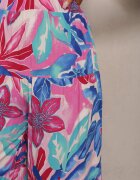 cflo Pantaloni Albastru-Roz din Vâscoză cu Talie Înaltă și Croi Larg cu Elastic în Talie Nansialia