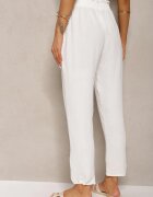 cflo Pantaloni Albi de tip Paper Bag cu talie înaltă cu elastic în talie Salvavia