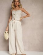 cflo Pantaloni bej deschis cu croială largă talie înaltă Edilisea