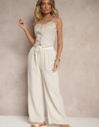 cflo Pantaloni bej deschis cu croială largă talie înaltă Edilisea