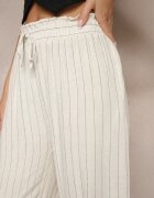 cflo Pantaloni Bej Lărgi cu Adaos de In cu Legătură în Talie cu Dungi Eraviela