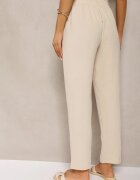 cflo Pantaloni bej tip Paper Bag cu talie înaltă cu elastic în talie Salvavia