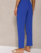 cflo Pantaloni Bleumarin-Albastru Tip Paper Bag High Waist cu elastic în talie Salvavia