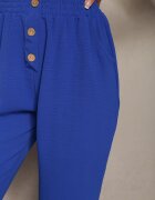 cflo Pantaloni Bleumarin-Albastru Tip Paper Bag High Waist cu elastic în talie Salvavia