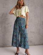 cflo Pantaloni Bleumarin cu elastic în talie și craci largi din viscoză Adotria