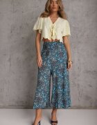 cflo Pantaloni Bleumarin cu elastic în talie și craci largi din viscoză Adotria