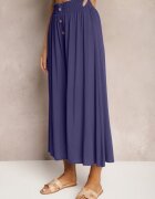 cflo Pantaloni bleumarin de viscoză Palazzo cu elastic în talie decorați cu nasturi cu lungimea 3/4 Efinna