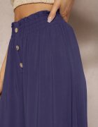 cflo Pantaloni bleumarin de viscoză Palazzo cu elastic în talie decorați cu nasturi cu lungimea 3/4 Efinna