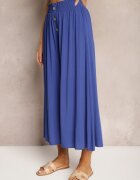 cflo Pantaloni bleumarin din viscoză Palazzo cu elastic în talie decorați cu nasturi cu lungime 3/4 Efinna