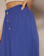 cflo Pantaloni bleumarin din viscoză Palazzo cu elastic în talie decorați cu nasturi cu lungime 3/4 Efinna