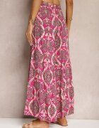 cflo Pantaloni Fucsia din Viscoză cu Picioare Lărgi Talie înaltă cu Elastic în Talie Risettasmi