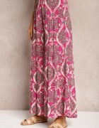 cflo Pantaloni Fucsia din Viscoză cu Picioare Lărgi Talie înaltă cu Elastic în Talie Risettasmi
