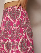 cflo Pantaloni Fucsia din Viscoză cu Picioare Lărgi Talie înaltă cu Elastic în Talie Risettasmi