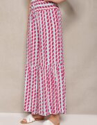 cflo Pantaloni Fucsia și Alb din Viscoză cu Talie înaltă Tip Palazzo cu Elastic în Talie Tiimacella
