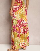 cflo Pantaloni Galben-Roz High Waist din Vâscoză Tip Palazzo cu Elastic în Talie Haestria
