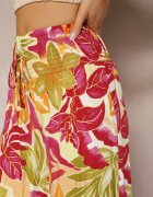 cflo Pantaloni Galben-Roz High Waist din Vâscoză Tip Palazzo cu Elastic în Talie Haestria