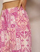 cflo Pantaloni Largi Roz Tip Palazzo din Viscoză cu elastic în talie Melafea