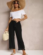 cflo Pantaloni Negri Largi Talie înaltă cu elastic în talie Jolfea