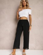cflo Pantaloni Negri Largi Talie înaltă cu elastic în talie Jolfea