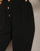 cflo Pantaloni Negri Tip Paper Bag Talie Înaltă cu Elastic în Talie Salvavia