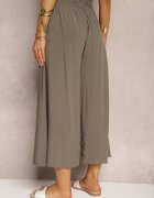 cflo Pantaloni Palazzo Maro din viscoză cu talie elastică decorați cu nasturi cu lungime 3/4 Efinna