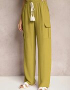 cflo Pantaloni Palazzo Verde deschis cu picioare largi cu elastic în talie și buzunare cu clapetă Weva