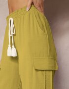 cflo Pantaloni Palazzo Verde deschis cu picioare largi cu elastic în talie și buzunare cu clapetă Weva