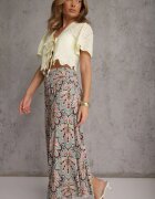 cflo Pantaloni roz-mentă cu elastic în talie și picioare largi din viscoză Adotria