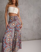 cflo Pantaloni tip Palazzo Albastru-Portocaliu din Viscoză Talie înaltă cu bandă elastică în talie Bistalia